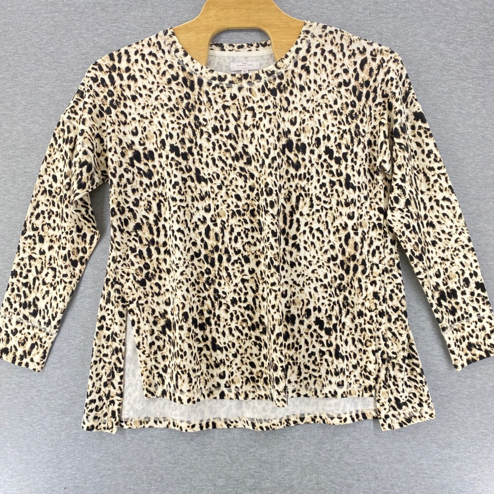 New Directions Studio XL Leopard‎ Print Long Sleeve Side Slit Top